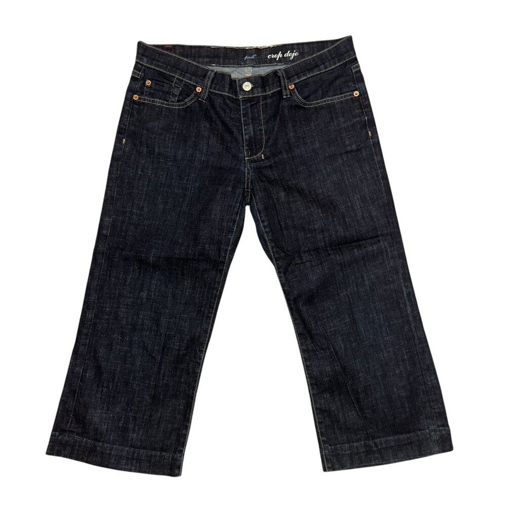 READ 7 For All Mankind 7FAM Dojo Womens Crop Jeans 30 20 Dark Wash Embroidered - Picture 2 of 8